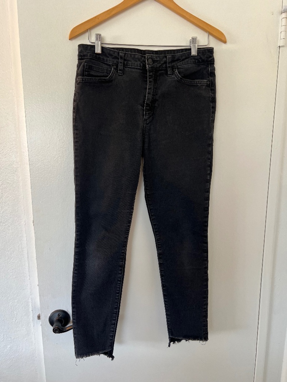 Joe's Jeans Skinny | Size 30 | Faded Black Raw Hem | Designer Denim